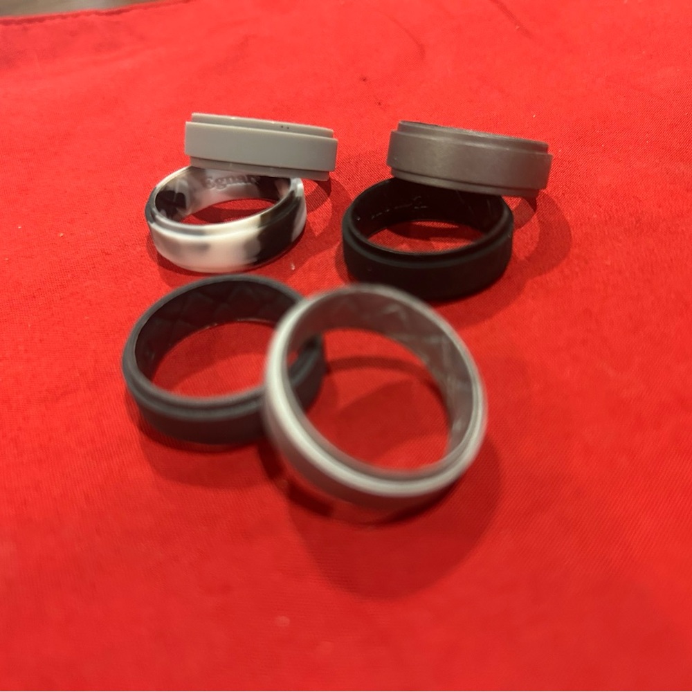 Men's Silicone Ring Set - Black, Gray, White